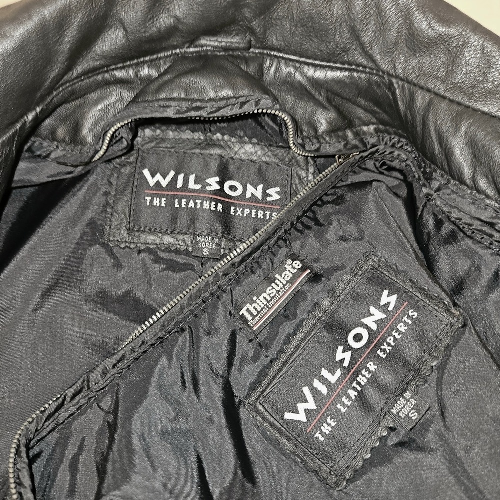 Wilsons Leather Trench Coat Black Duster Small Thinsulate Batwing Dolman Long - Picture 12 of 16